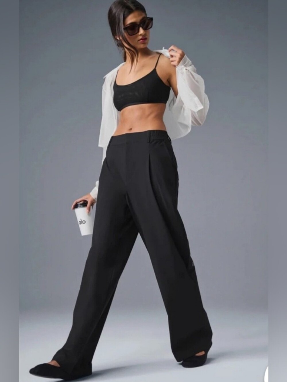 Alo Yoga Black High-Waist Pursuit Trouser Regular Size S Black